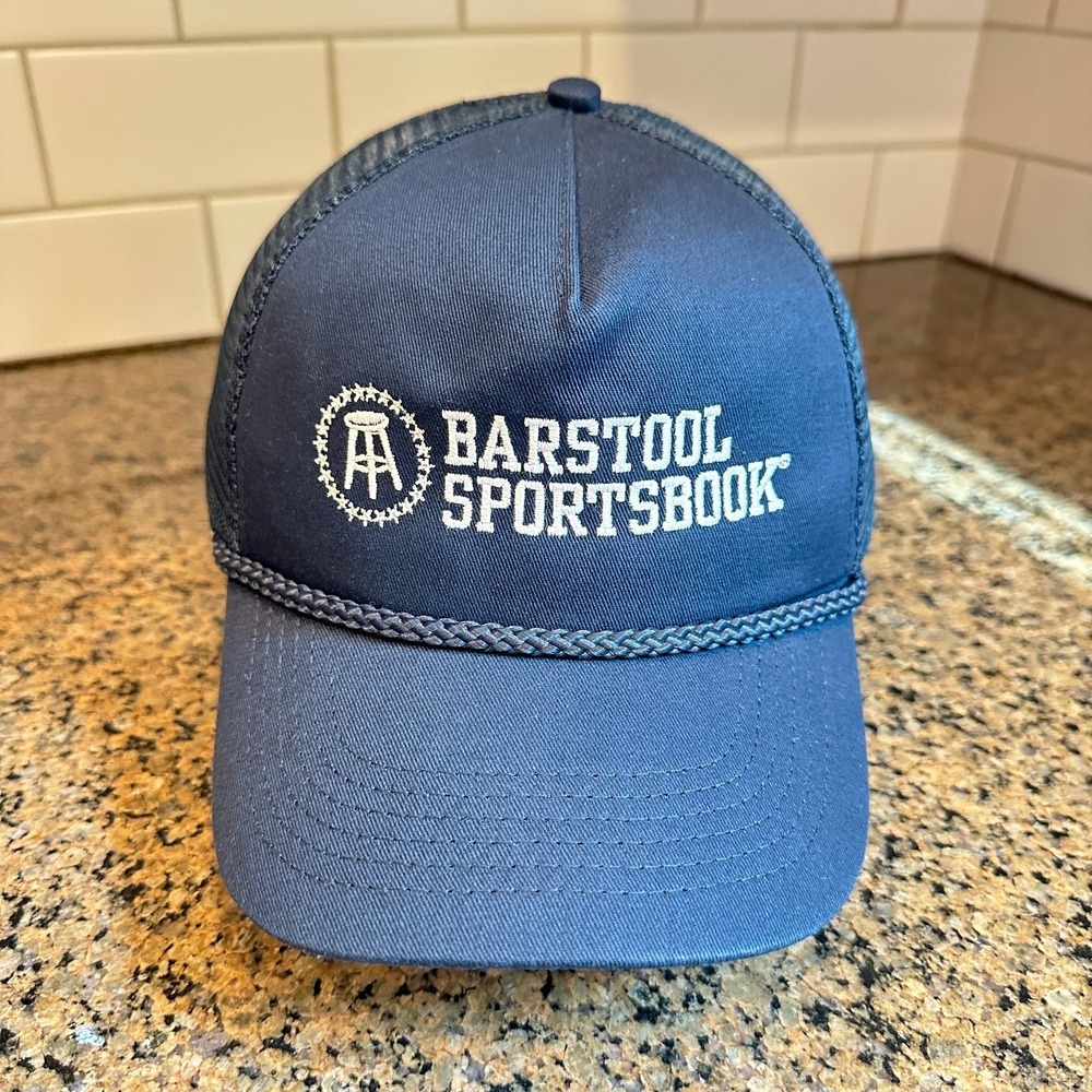 Barstool Sportsbook A-Frame Trucker Hat Port Authority Rope Hat Snapback Blue